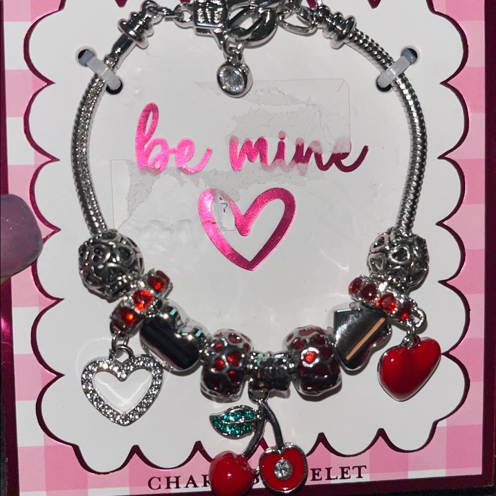 Heart & Cherry Charm Bracelet - Silver Or Gold winner choice - Picture 9 of 13